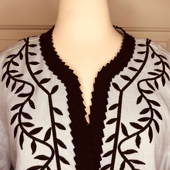 Linea Louis Dell’ Olio 💯 Linen Embroidered Lined Jacket Top Size 1X Blue… - Picture 3 of 14